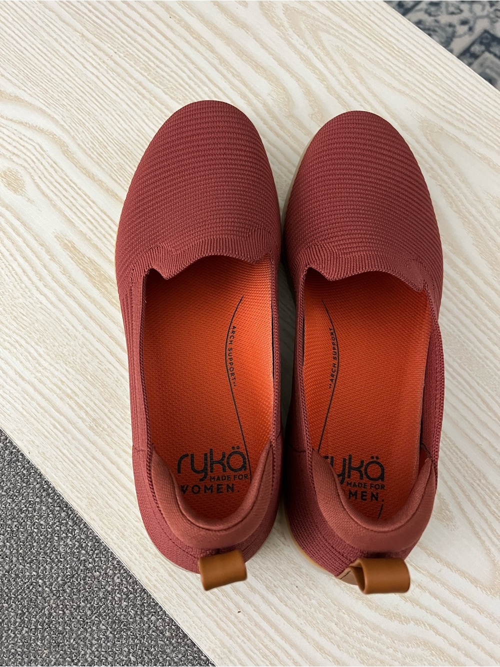 Ryka Women's Slip-On Flats in Redochre with Orange Insoleo